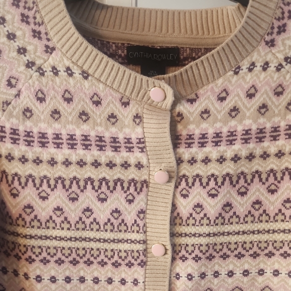 Cynthia Rowley Womens Fair Isle Cardigan Sweater Size S - Picture 2 of 5